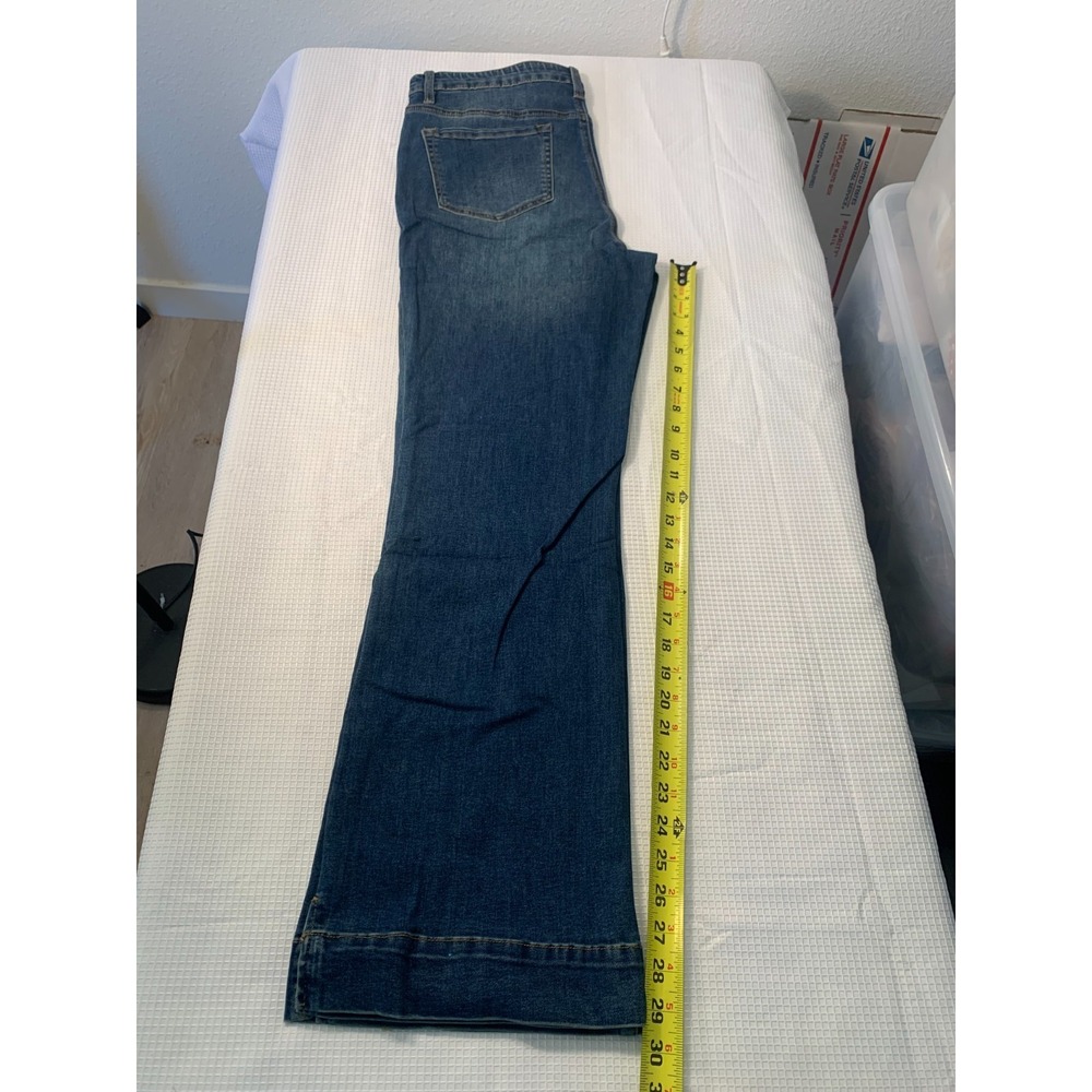 (H-268)D2 by Diane Gilman Bootcut Jeans L Blue High Rise Button Fly Stretch NWT - Picture 5 of 10